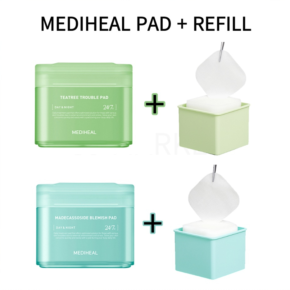 MEDIHEAL Bộ 100 Miếng Đệm Chăm Sóc Da Kèm Lõi Thay Thế Và 100 Miếng Nạp Lại