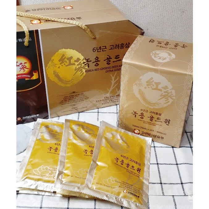 Hộp nước hồng sâm nhung hươu Korea Ginseng Distribution 6-year-old Red Ginseng Antler Gold 70ml x 30 gói