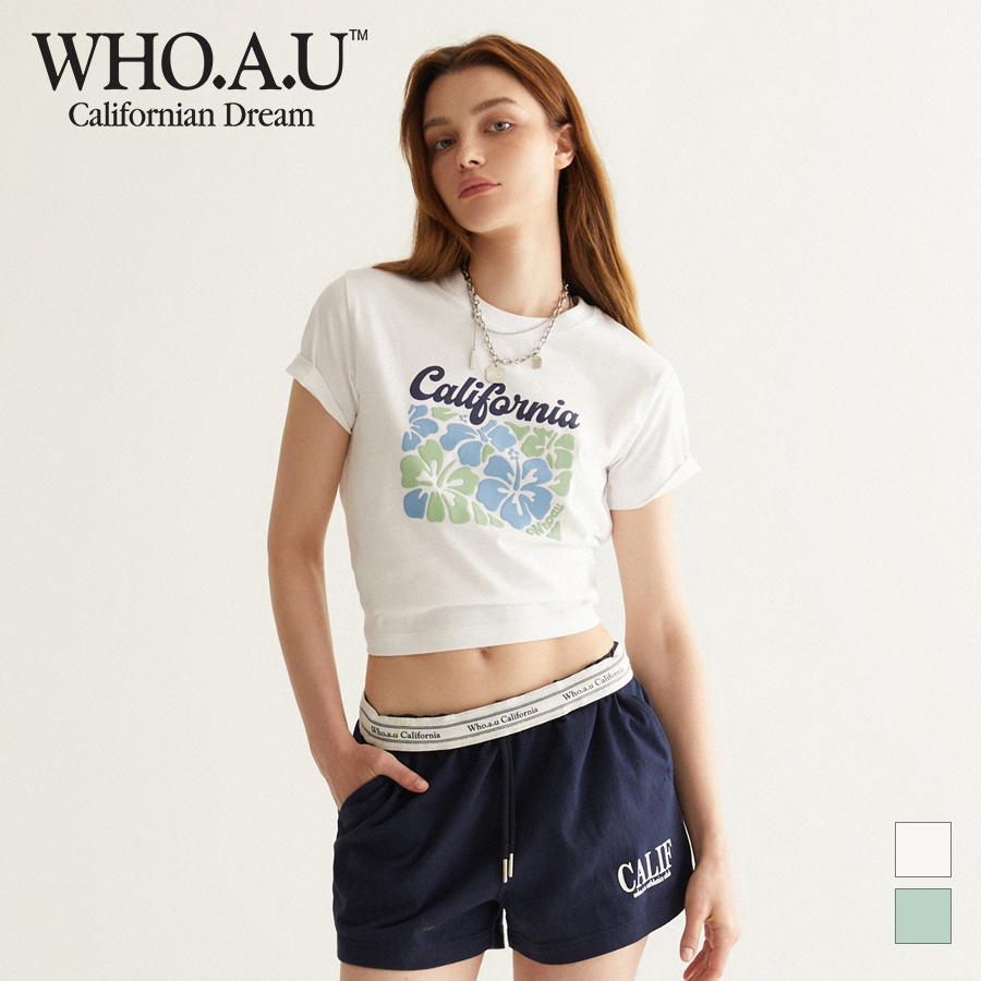 Áo thun WHOAU WHRPD2624F họa tiết chữ California và hoa thời trang