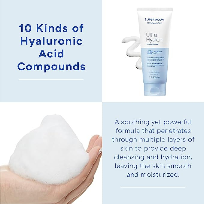 Sữa Rửa Mặt Tạo Bọt Missha Super Aqua Ultra Hyalron Cleansing Foam 200ML