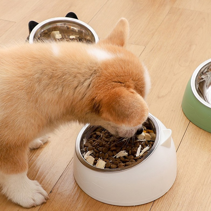 Elsabell. Bát ăn Inox cho chó mèo, có đế cao su chống trơn trượt