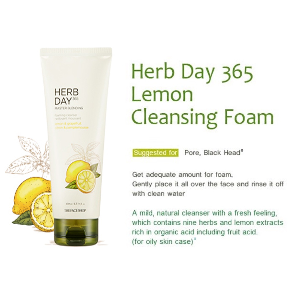 Sữa rửa mặt the face shop herbday 365 master blending cleansing foam 170ml