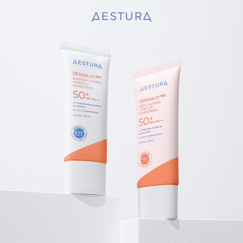 AESTURA Derma UV 365 Barrier Hydro Mineral Sun Block / Red Calming Tone-Up Sunscreen Kem Chống Nắng Aesturaderma uv 365 barrier Chống Tia uv Làm Dịu Tông Màu Da pa + + + - Bảo Vệ Da