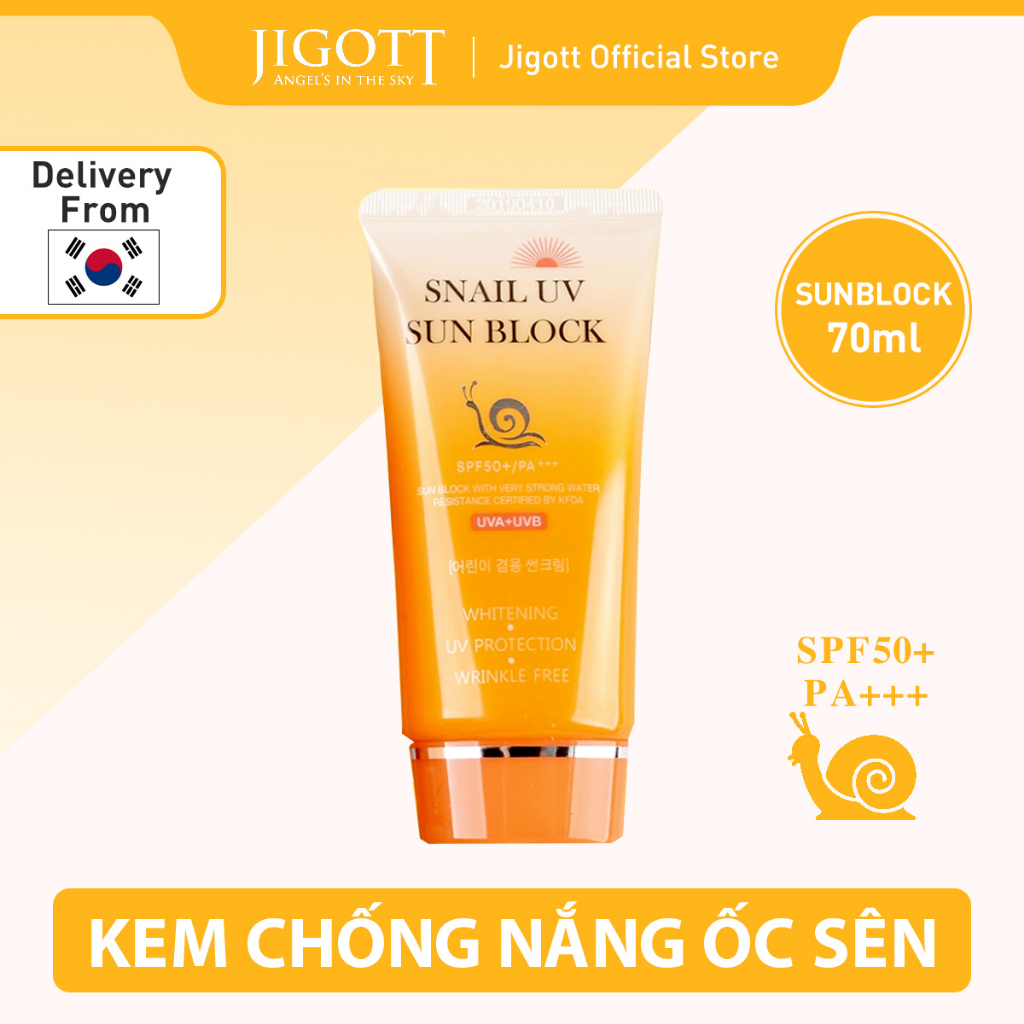 Kem Chống Nắng JIGOTT Chiết Xuất Ốc Sên Dưỡng Ẩm Chống Tia UV SPF50 + PA + + + 70ml