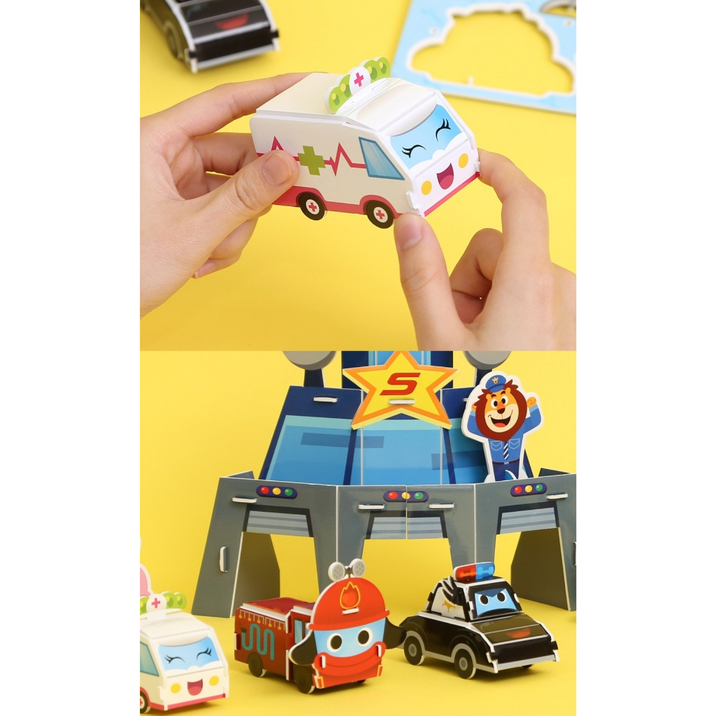 [pinkfong] Lắp ráp 3d diy lắp ráp một chiếc xe ba chiều wrecker baby shark fish dinosaur paper assembly