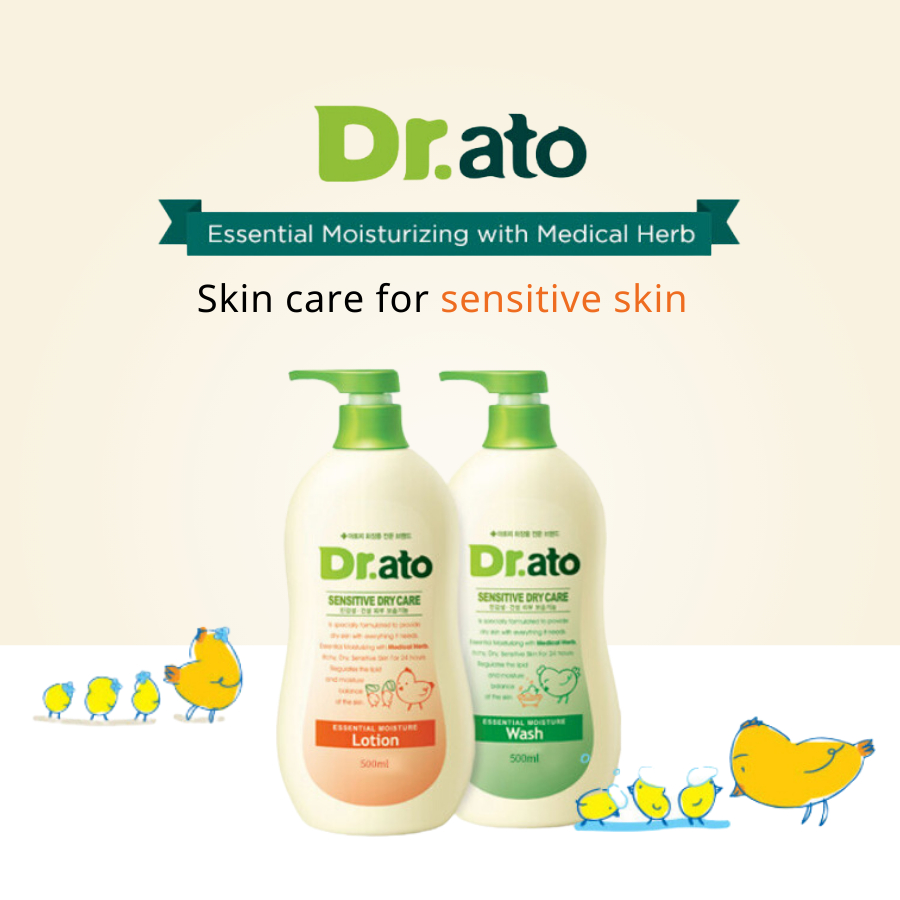 Sữa dưỡng ẩm, sữa tắm dịu nhẹ cho bé Dr.ato Essential Moisture Lotion/ body wash 500ml