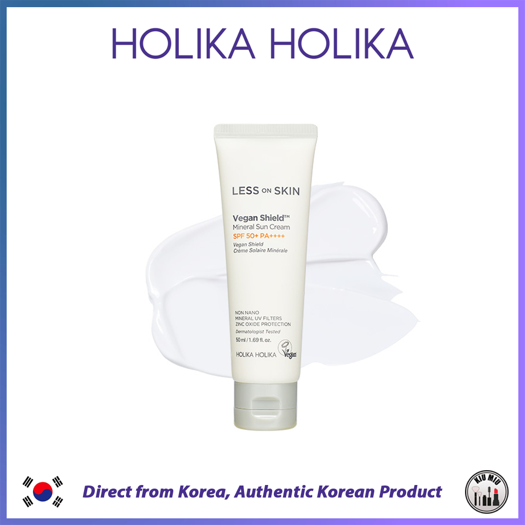 HOLIKA HOLIKA LESS ON SKIN VEGAN SHIELD™ MINERAL SUN CREAM SPF 50+ PA++++ 50ml *Shipped from Korea*