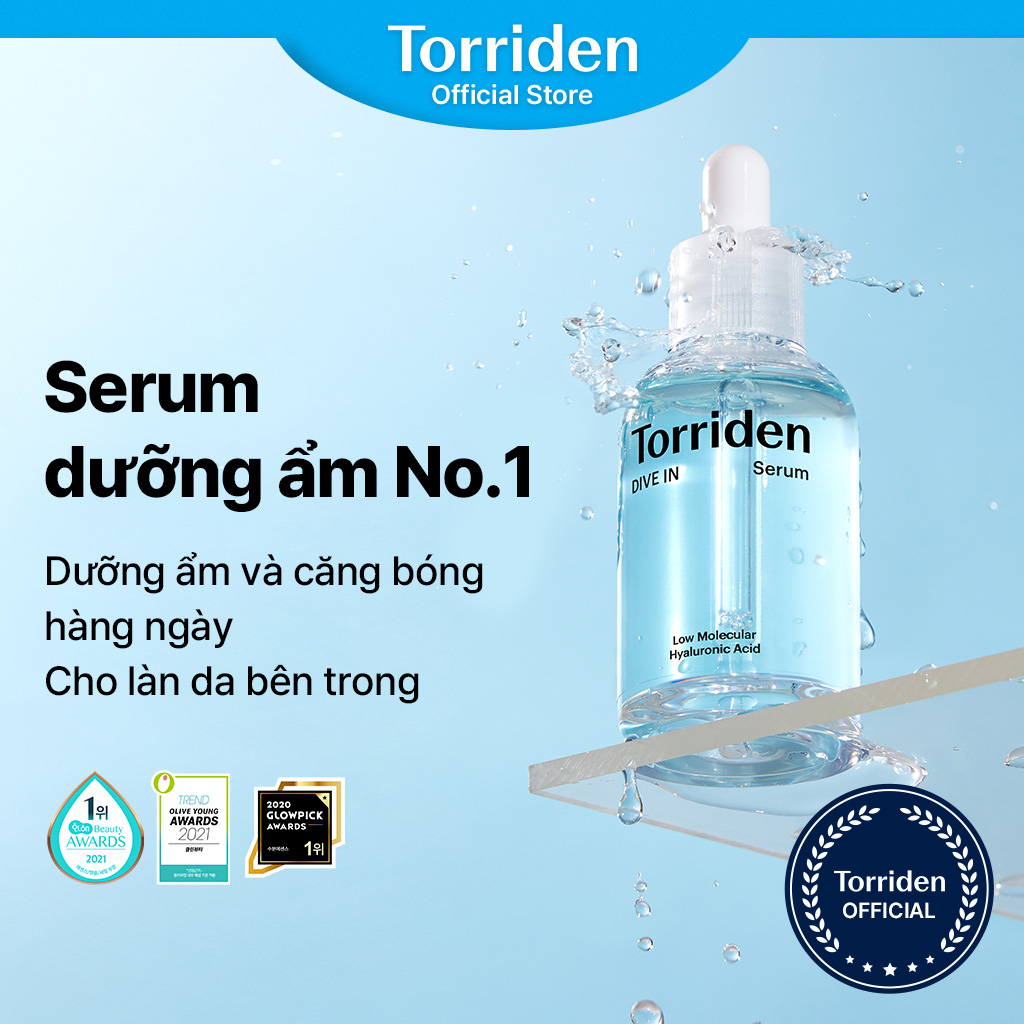 Serum DIVE IN TORRIDEN cỡ nhỏ 10ml chứa hyaluronic acid phân tử thấp giúp giữ ẩm sáng bóng da/ giữ ẩm sâu bên trong da