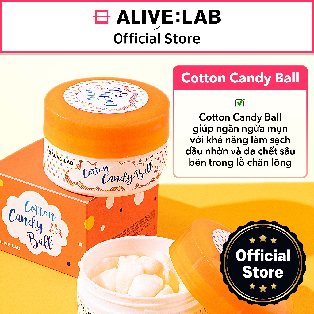 ALIVELAB Cotton Candy Ball - Mờ thâm/Tẩy da chết/ Kiểm soát dầu nhờn 50ml