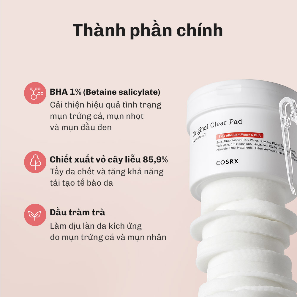 Quà tặng kèm -  Bông toner tẩy tế bào chết COSRX BHA One Step Original Clear