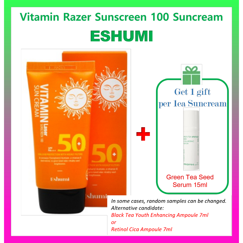 Eshumi vitamin razer sunscreen 100 suncream quà tặng miễn phí #10 (Serum hạt giống innisfree 15ml)