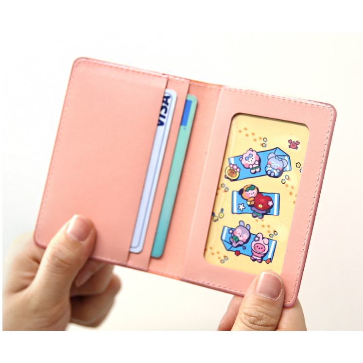 Ví Da PU Đựng Thẻ Gập Gọn Họa Tiết BT21 Minini Vancance