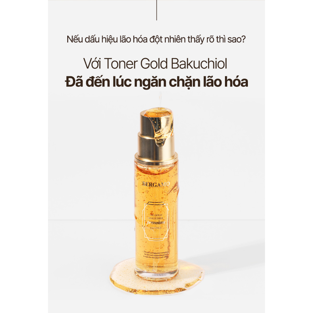 Tinh chất vàng 24k Bakuchiol BERGAMO dưỡng ẩm cao cấp 120ml