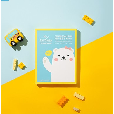 Khẩu Trang 100% Cotton in Hình Gấu Bắc Cực Dành Cho Học Sinh Tiểu Học 18g * 5EA