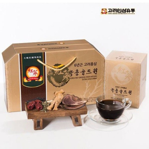 Hộp nước hồng sâm nhung hươu Korea Ginseng Distribution 6-year-old Red Ginseng Antler Gold 70ml x 30 gói
