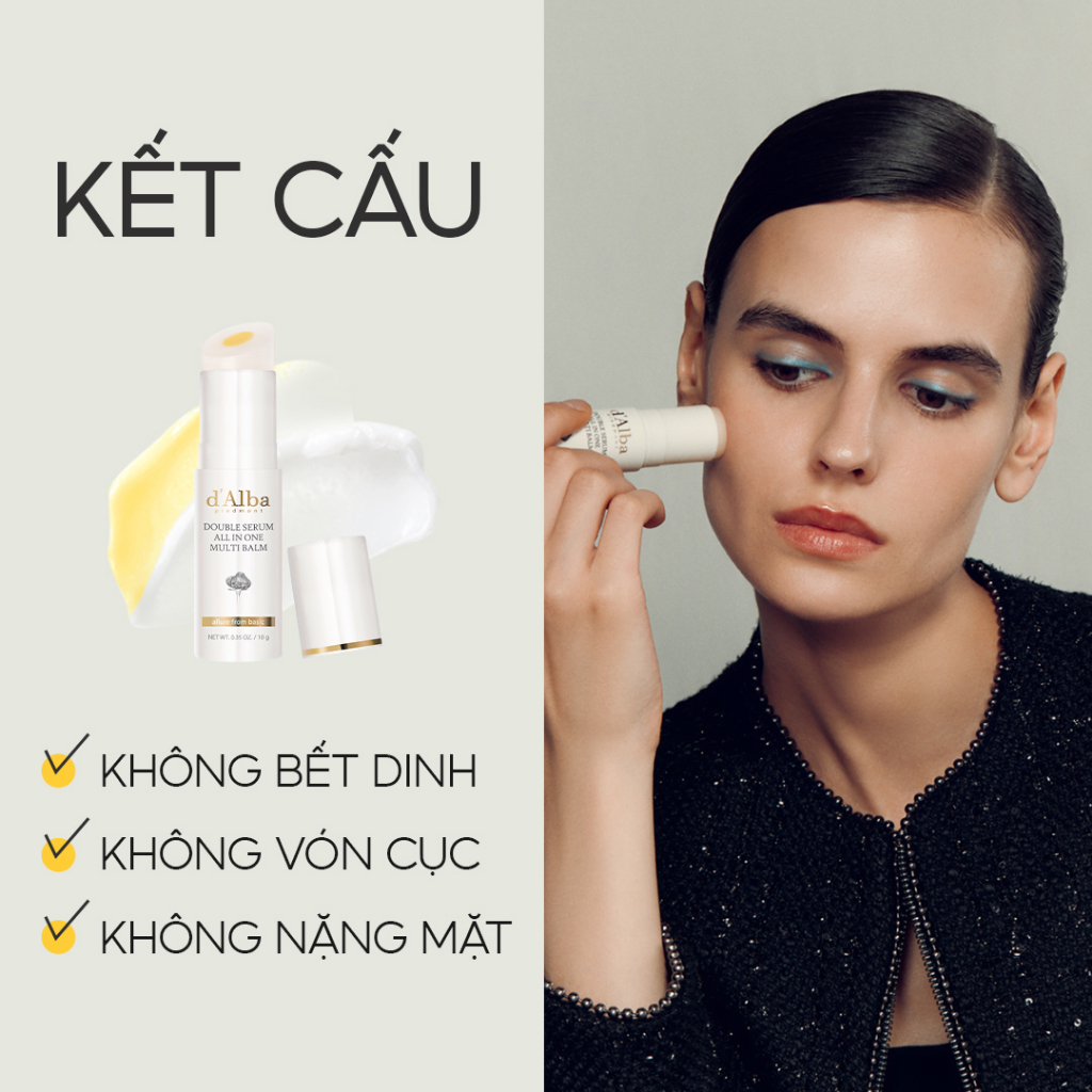 [d'Alba Official] Sáp dưỡng đa năng chống lão hóa dạng thỏi Double Serum All in One Multi Balm 10g