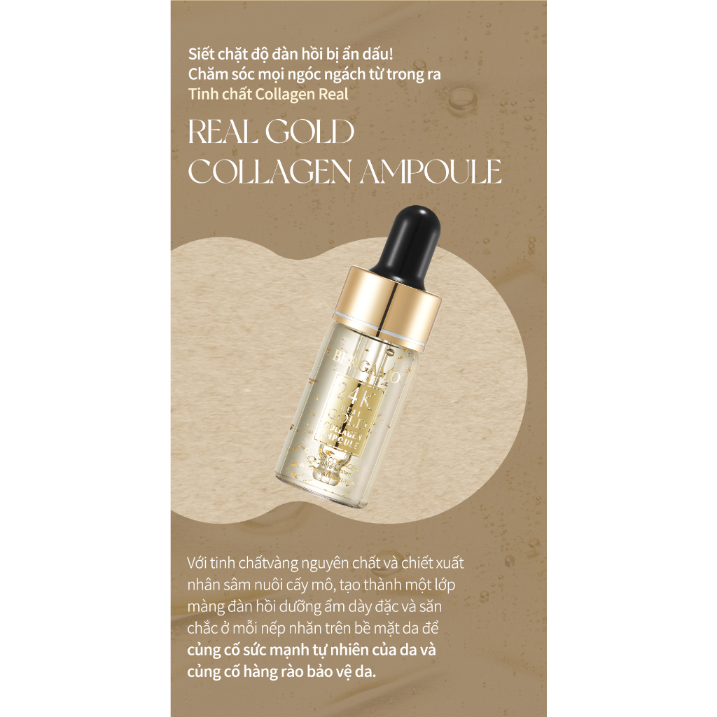 Set Ampoule Bergamo Chứa Collagen Và Lá Vàng Sang Trọng Chăm Sóc Nếp Nhăn Trên Da Và Làm Sáng Da 13mlx4