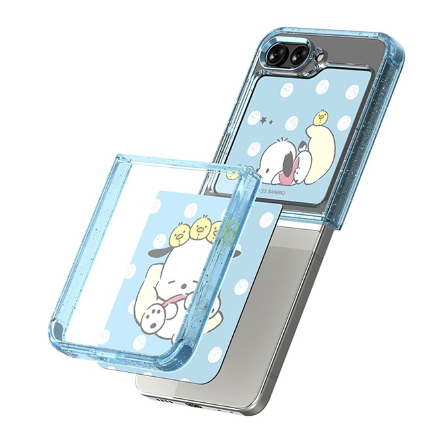DISNEY Sanrio Bao Da Điện Thoại Nắp Lật Có Ngăn Đựng Thẻ Hình Nhân Vật sesame street Cho galaxy z flip 5 - kuromi pochacco my melody flipsuit samsung flipsuit Thắt Nút wally marvel