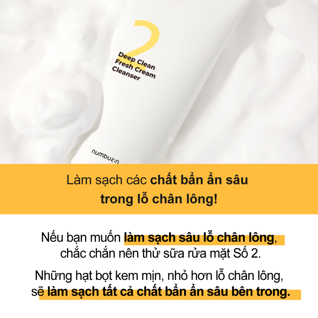 Sữa rửa mặt numbuzin No.2 Deep Clean Fresh Cream Cleanser làm sạch sâu