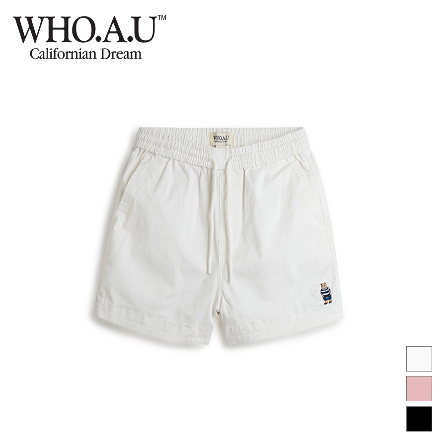 Quần shorts nữ WHOAU WHTHD3791F Steve 97% cotton 3% polyurethane dây rút lưng thun thời trang