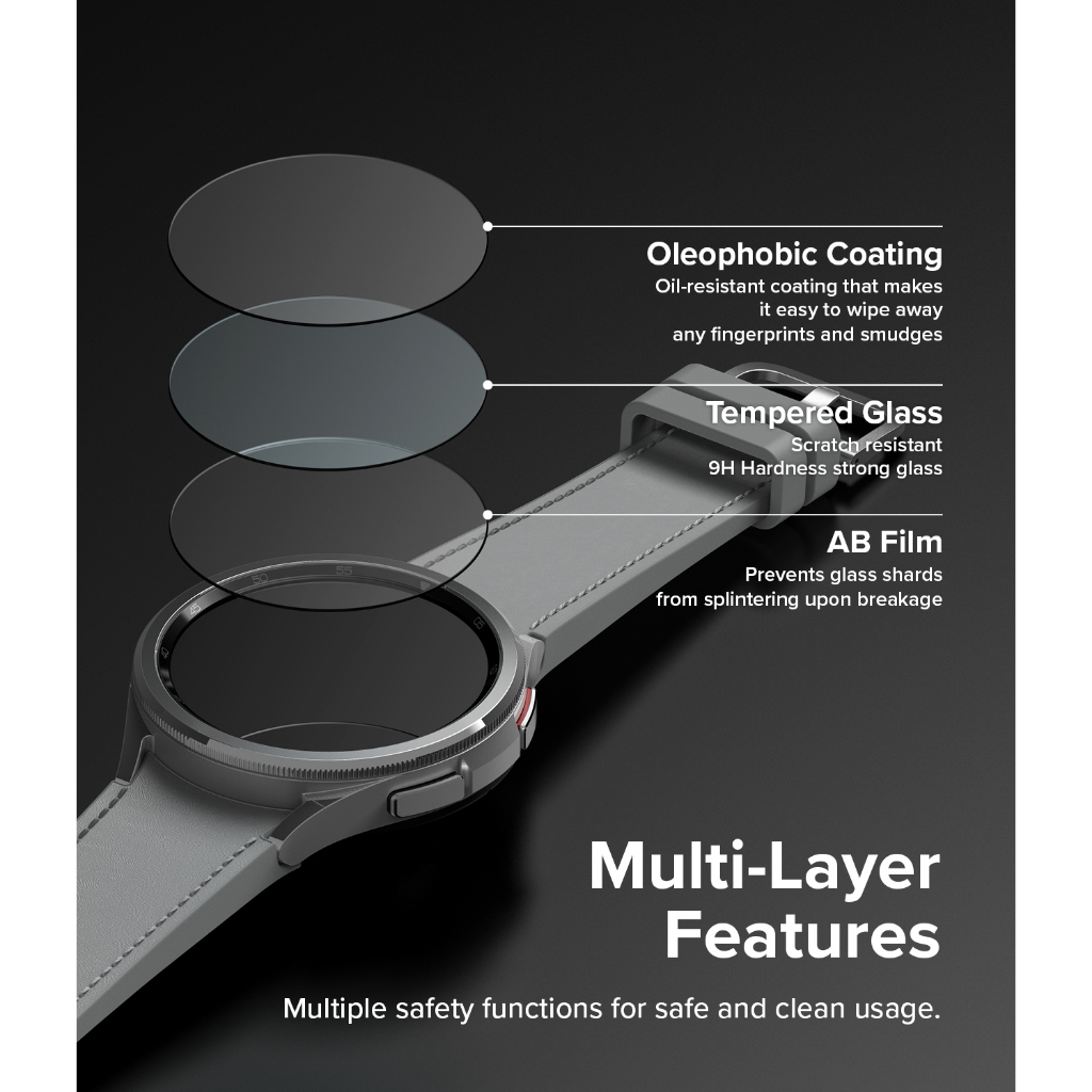 RINGKE Kính Cường Lực Bảo Vệ Màn Hình Cho Galaxy Watch 6 Classic 43mm