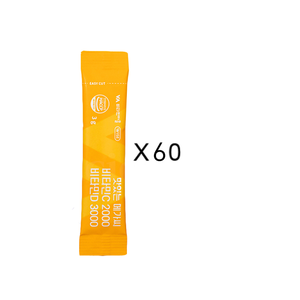 Hàn Quốc vitamin village ngon Mega C Vitamin C 2000 Vitamin D 3000 3g x 60 gói (Không có hộp)