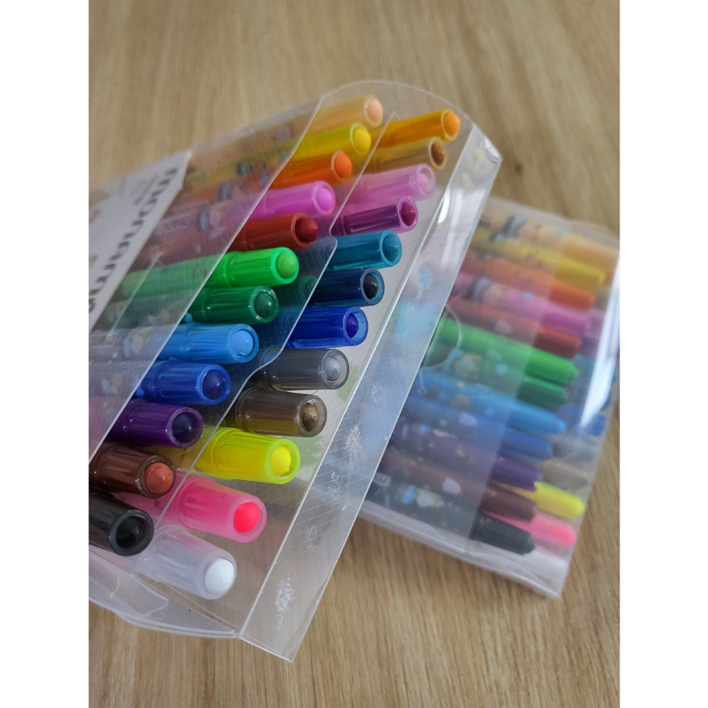 Set 2 Bút sáp vặn cao cấp nội địa Hàn Monami Monizoo 12 màu, 24 màu