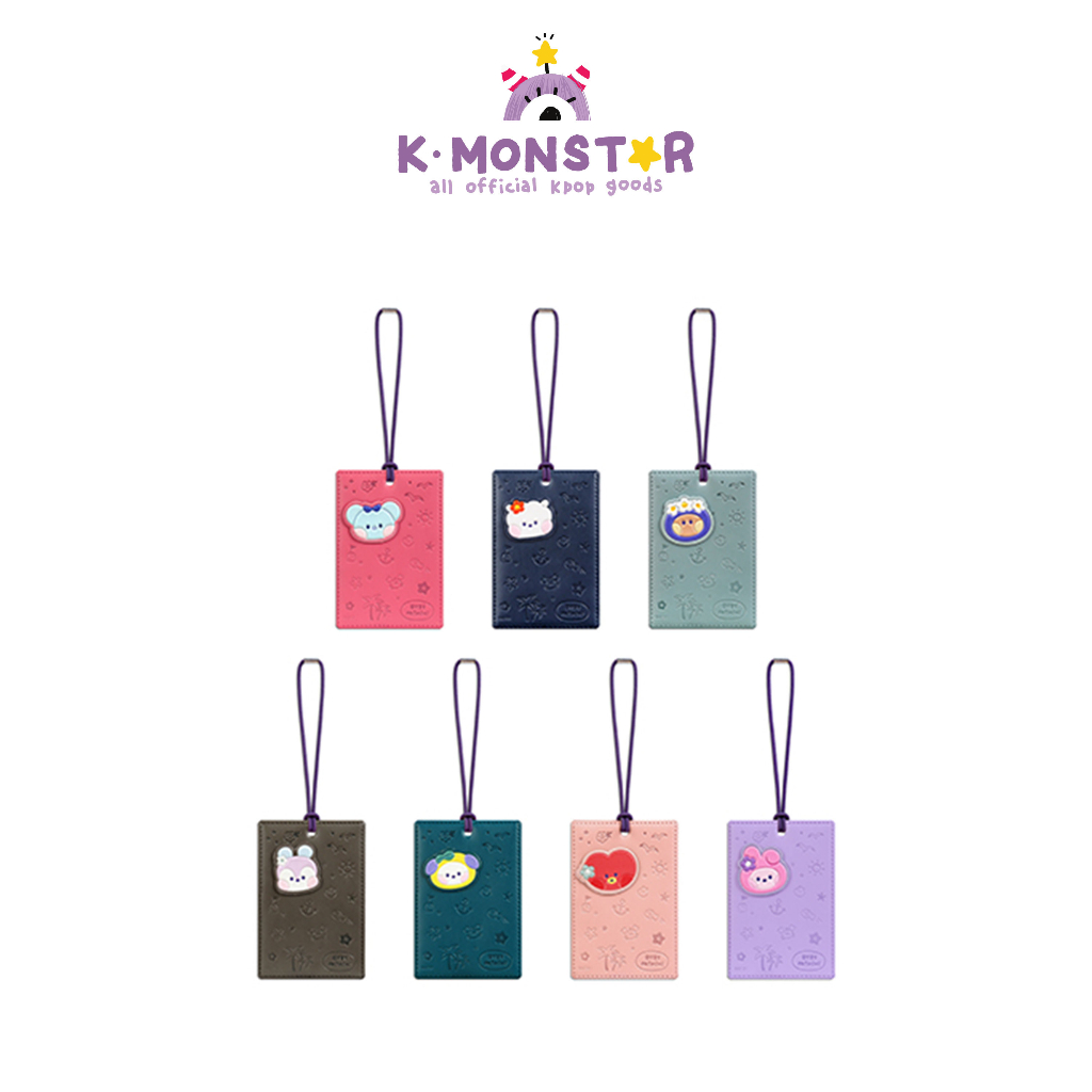 Thẻ đeo bảng tên/ du lịch BT21 minini bằng da cao cấp