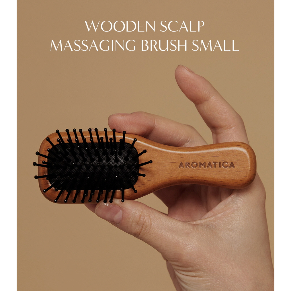 AROMATICA Lược Gỗ Massage Da Đầu Wooden Scalp Brush Small