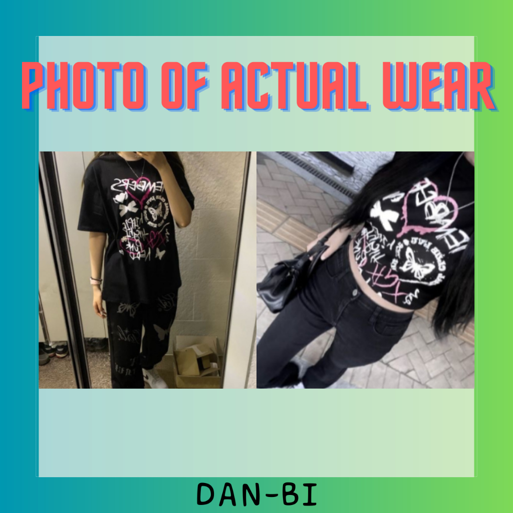 Áo Thun Đen In Hình Trái Tim Bướm Chữ Ký Của CL PUNK