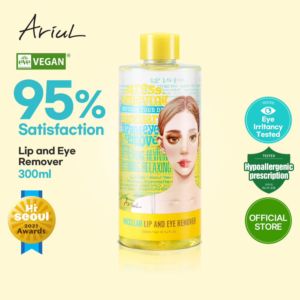 [Ariul Official] Tẩy trang môi và mắt Micellar giảm căng thẳng 300ml Công thức nhẹ hai lớp dành cho 