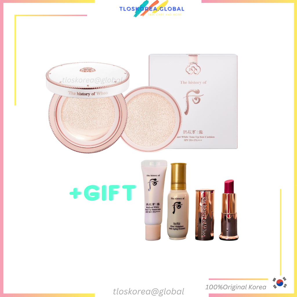 WHOO Phấn Nước Chống Nắng SPF50 + 13g * 2ea + Quà Tặng The history of Whoo Radiant White Tone Up Sun Cushion SPF50+ 13g*2ea + gift