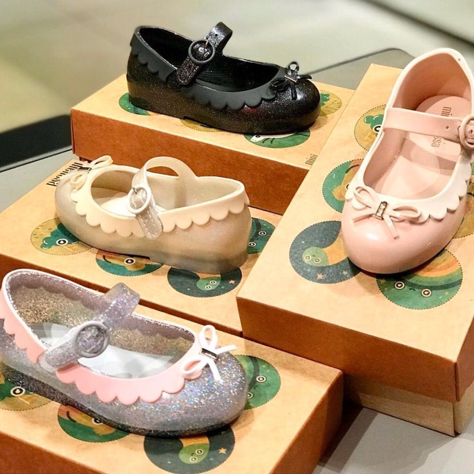 mini melissa Giày Búp Bê Đính Nơ Xinh Xắn Cho Bé Gái