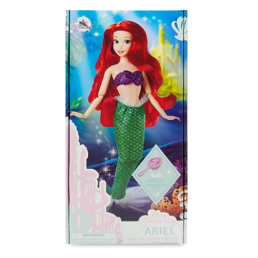 Búp Bê Công Chúa Disney Ariel Cổ Điển, Nàng Tiên Cá Nhỏ, 31cm, Bao Gồm Cọ Kèm Khuôn Làm Đồ Chơi Đầy Đủ
