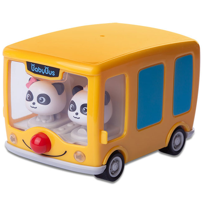 Babybus - Bộ Đồ Chơi Xe Buýt Bánh Răng Ma Sát / Xe Buýt Gấu Trúc Quái Vật Lăn Màu Vàng Cho Bé Minicar