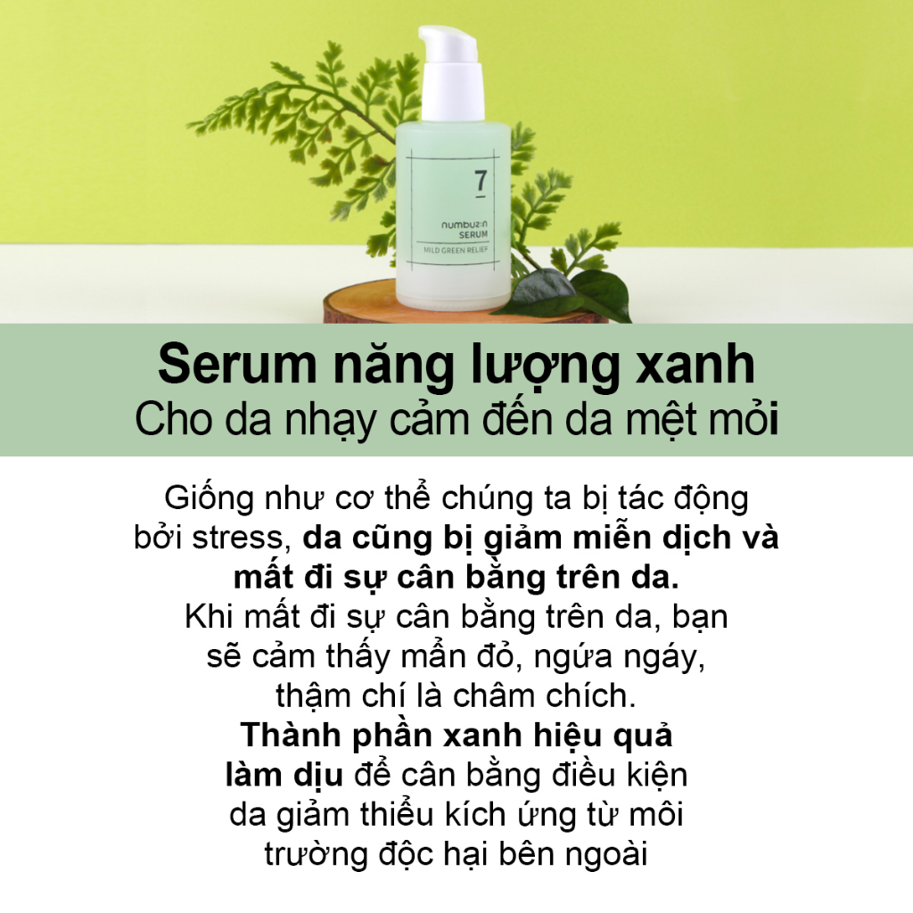 Tinh chất làm dịu da numbuzin No.7 Mild Green soothing Serum