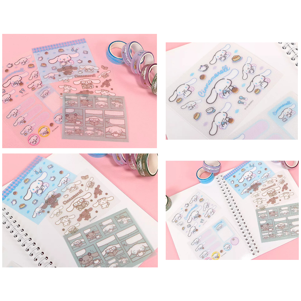 [SANRIO] Cuộn Băng Dính Mặt Nạ Cinnamoroll &amp; Bộ Sticker Ngọc Trai Trang Trí Nhật Ký