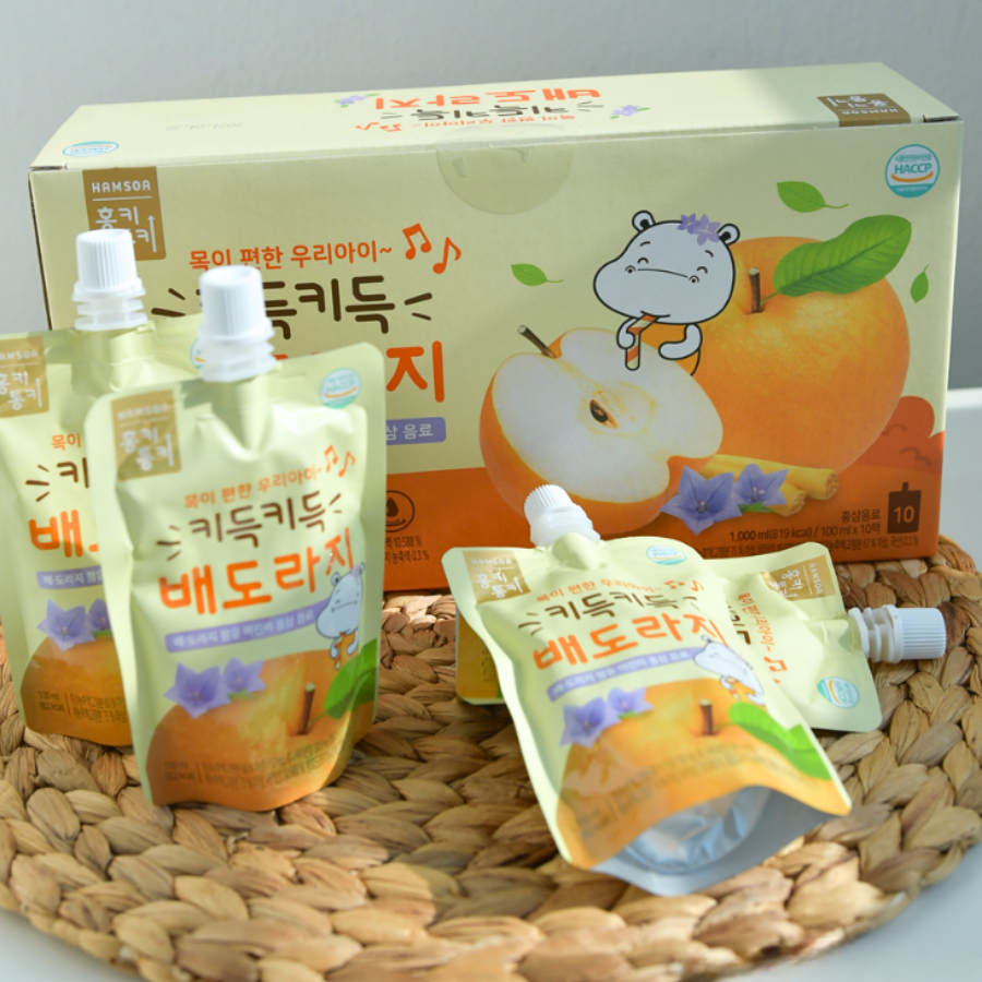 Nước ép lê, rễ cát cánh, hồng sâm cho bé Hamsoa 100ml x 10 gói