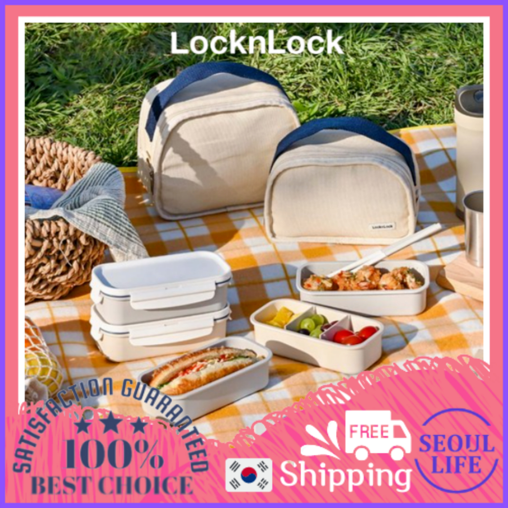 Lock&Lock Bộ túi hộp cơm Lock&Lock Bao gồm cả đũa nữa Bộ hộp cơm kèm túi cơm hộp kín Cơm hộp Hàn Quốc