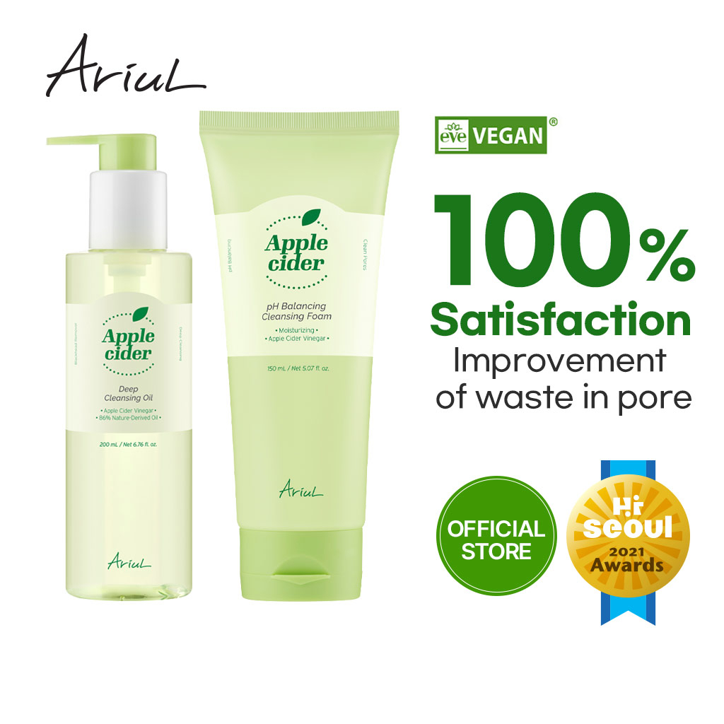 [Ariul Official] Dầu tẩy trang làm sạch sâu Apple Cider 200ml + Sữa rửa mặt làm sạch cân bằng pH App