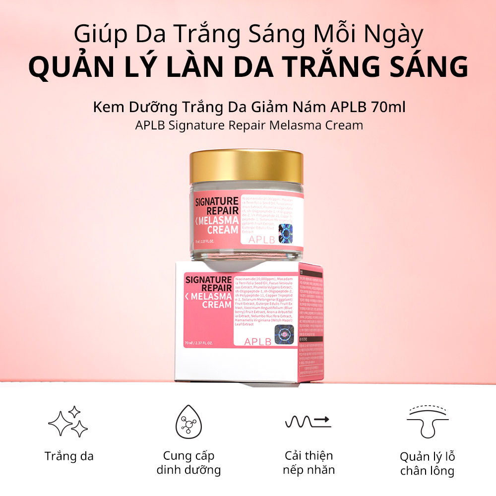 Kem Dưỡng Trắng Nâng Tone Da Giảm Nám APLB Signature Repair Melasma Tone Up Cream 70ml