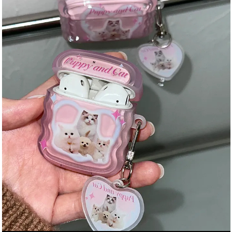 Vỏ Bảo Vệ Hộp Sạc Tai Nghe airpods 1 / 2 / 3 / 1 Hình Mèo Con Đáng Yêu Kiểu Hàn Quốc Kèm Móc Khóa