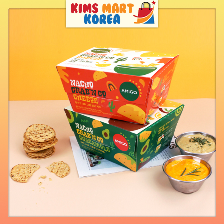 Amigo Korea Nacho Grab 'N Go Chip Chips và nước sốt nhúng Guacamole, Phô mai 100g