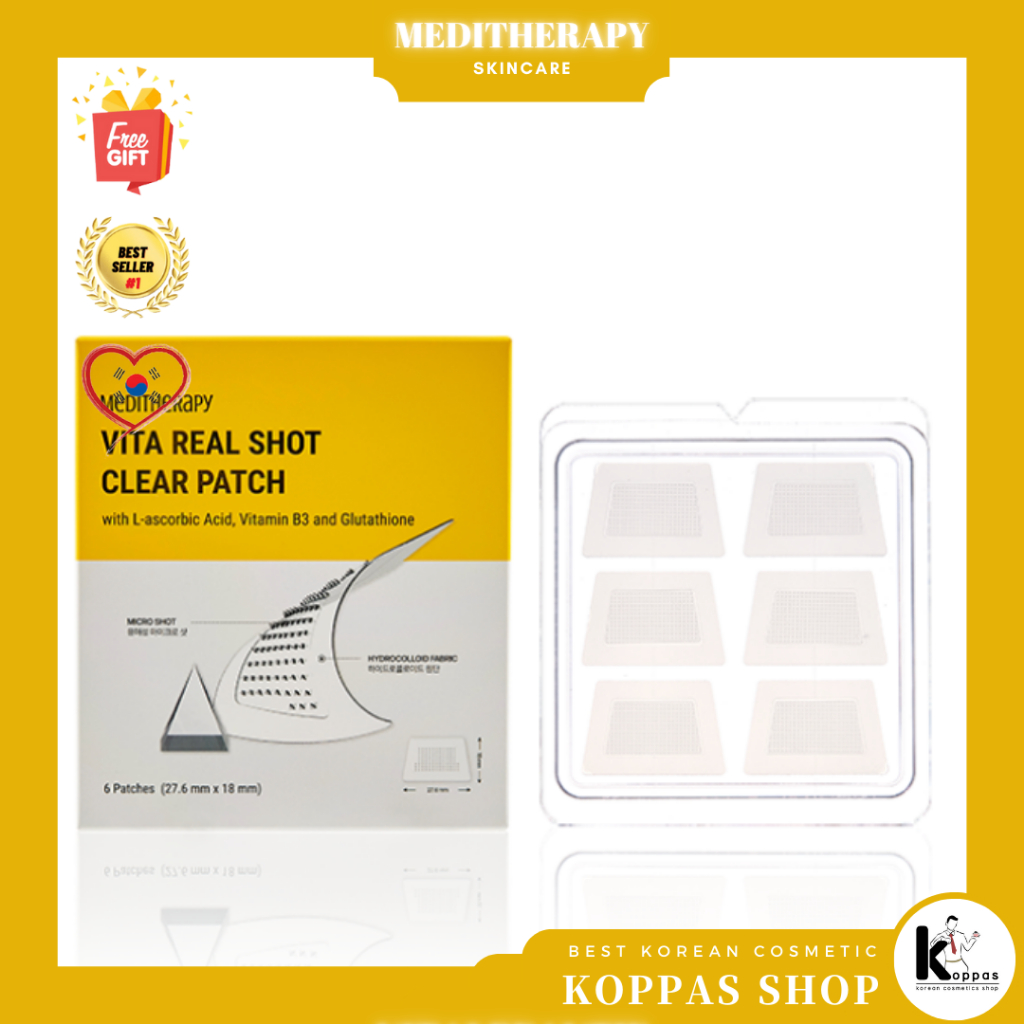 [MEDITHERAPY] Vita Real Shot Clear Patch Bộ 6 Miếng Dán Làm Trắng Da Loại Bỏ Đốm Đen Vita Real Shot (27.6Mmx18Mm)