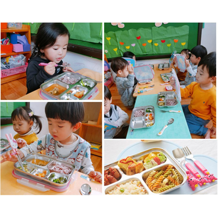 Khay Đựng Thức Ăn Bằng Thép Không Gỉ Màu Hồng