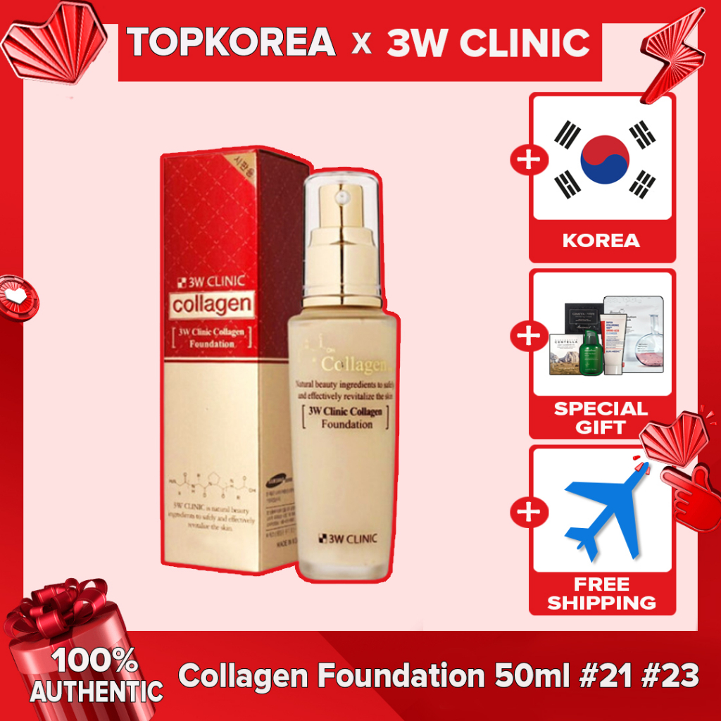 3w clinic Collagen Foundation 50ml #21 #23★Đèn Đánh Lửa 3W CLINIC Chất Lượng Cao★ Kem Nền Collagen 50ml Chất Lượng Cao #21 #23 / Toporea / Vận Chuyển Từ Hàn Quốc