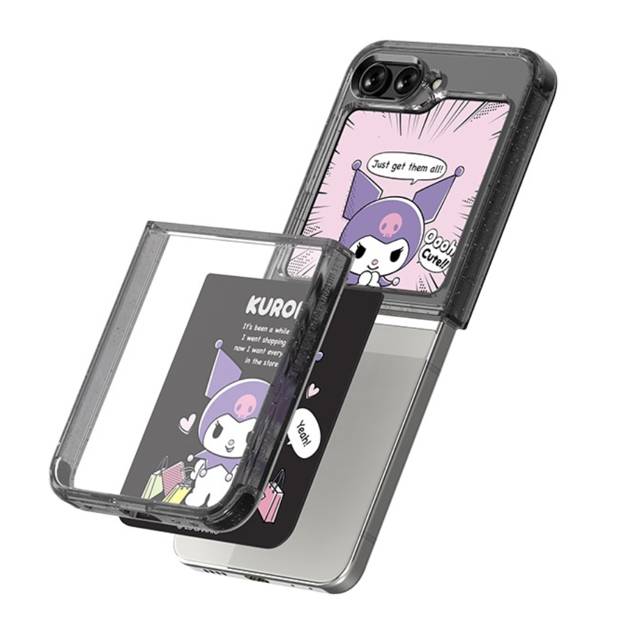 DISNEY Sanrio Bao Da Điện Thoại Nắp Lật Có Ngăn Đựng Thẻ Hình Nhân Vật sesame street Cho galaxy z flip 5 - kuromi pochacco my melody flipsuit samsung flipsuit Thắt Nút wally marvel