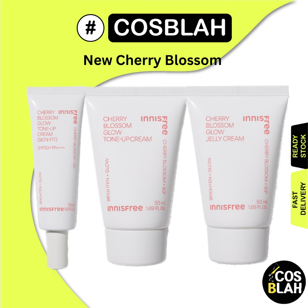 Innisfree Jeju Cherry Blossom Skin-Fit Tone Up, Glow Jelly Cream & Glow Tone Up Cream