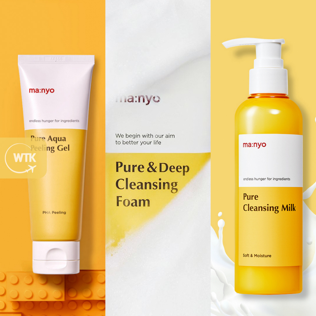 Manyo (ma: nyo) pure & deep cleansing foam / cleansing milk 200ml / aqua peeling gel 120ml - làm sạch sâu & dưỡng ẩm, làm sạch 99% chất thải từ lỗ chân lông (mới)