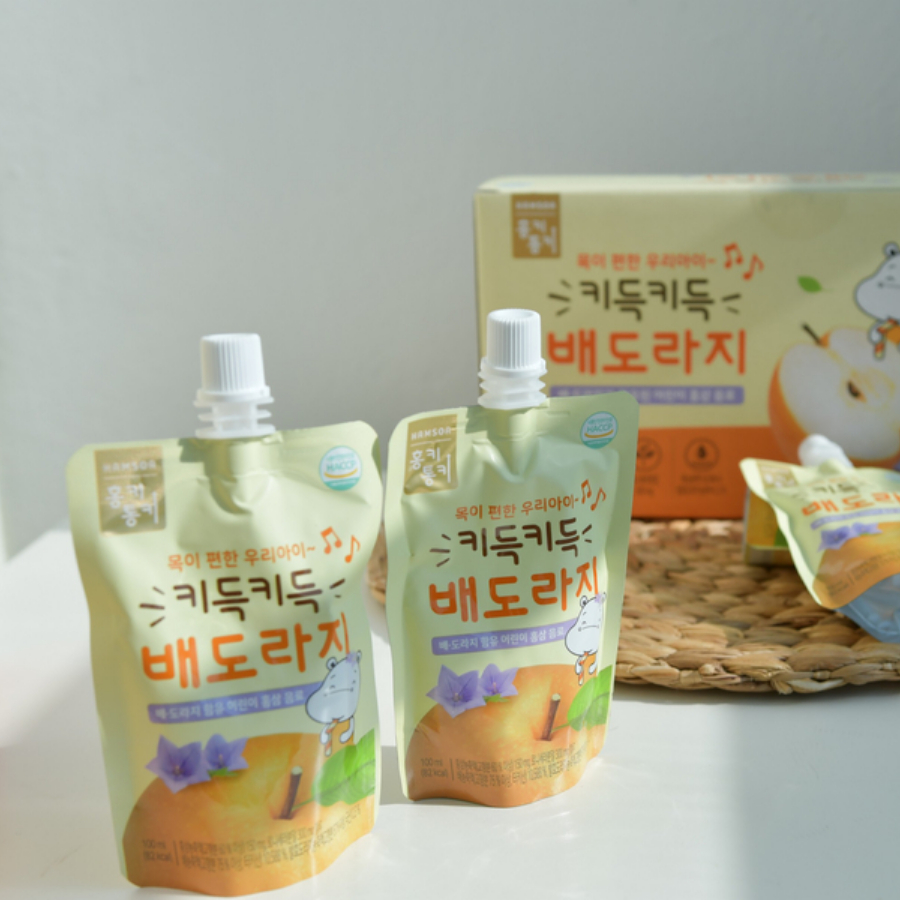 Nước ép lê, rễ cát cánh, hồng sâm cho bé Hamsoa 100ml x 10 gói